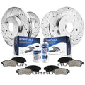 Detroit Axle - AWD Brake Kit for 2002 2003 2004 Volkswagen Passat, Front and Rear Drilled & Slotted Disc Brake Rotors Ceramic Br