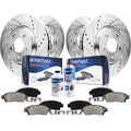 Detroit Axle - Brake Kit for Audi Q7 Porsche Cayenne Volkswagen Touareg Drilled and Slotted Brake Rotors Ceramic Brakes Pads Fro